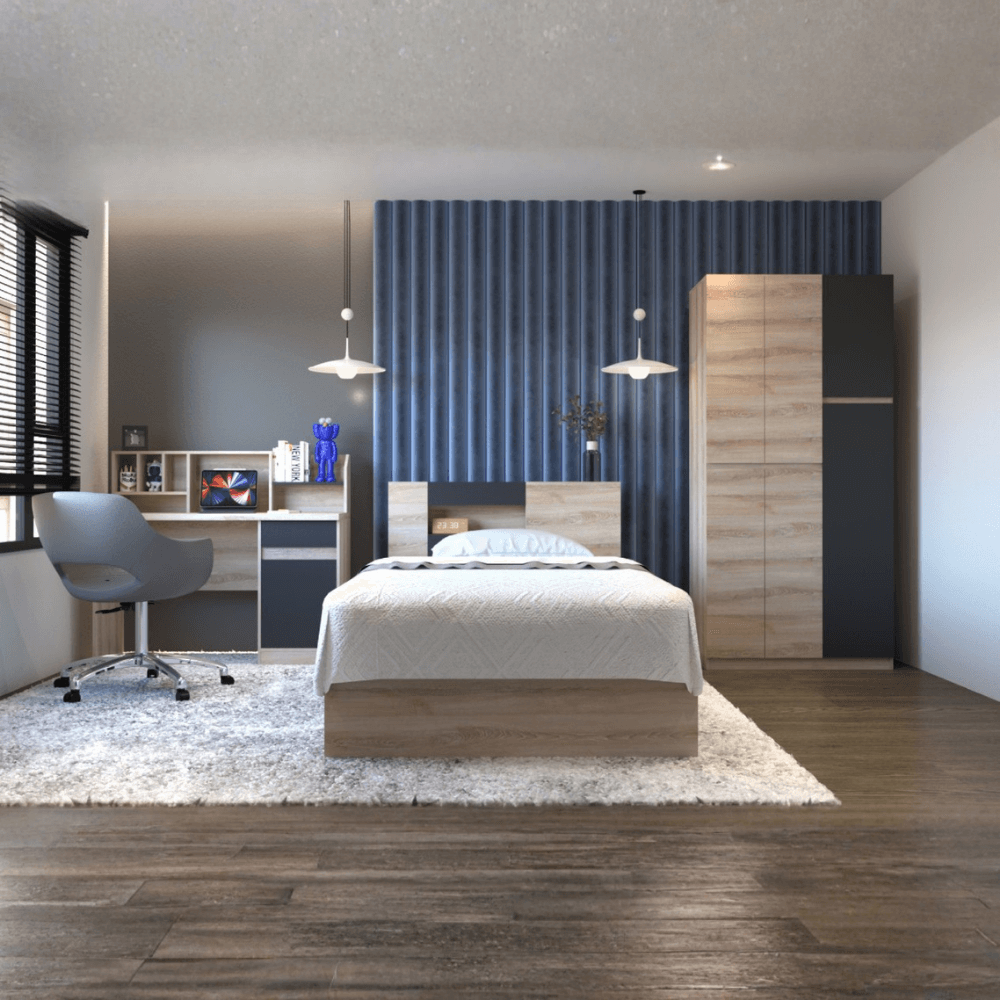 ชุดห้องนอน + ที่นอนสปริง 3.5 ฟุต WISDOM DESIGN FURNITURE รุ่น SCOOBY สีโซลิค/กราไฟท์_7