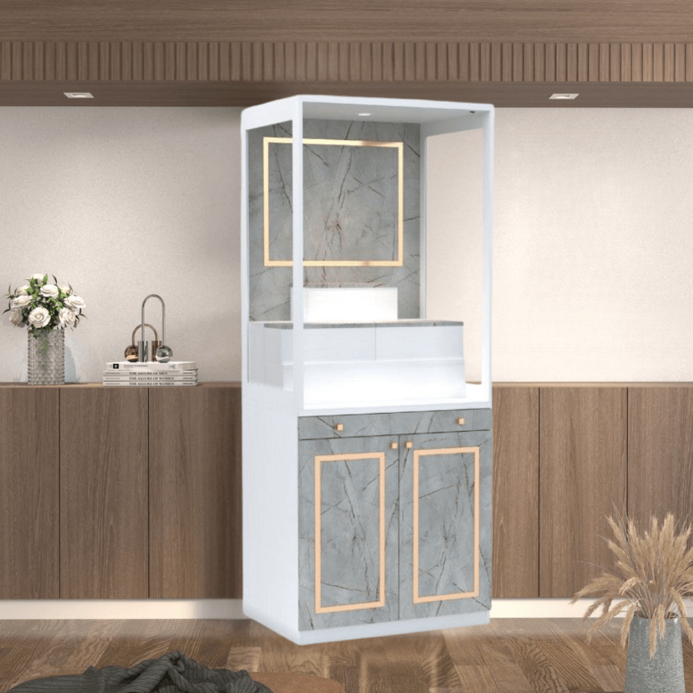 ตู้พระ WISDOM DESIGN FURNITURE รุ่น GO-03B ขนาด 80 ซม. สีขาว/ไลท์มาร์เบิ้ล