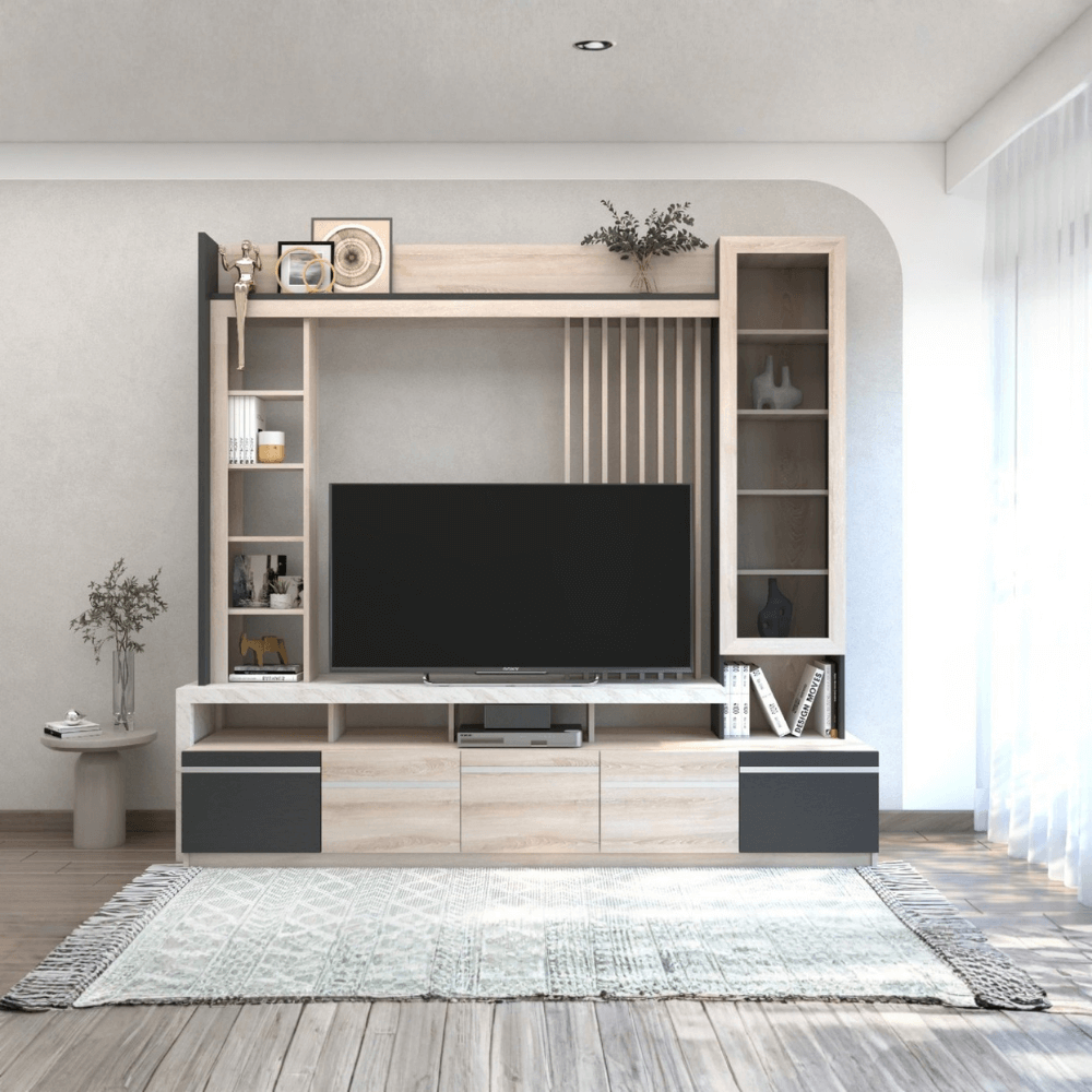 ตู้วางทีวี WISDOM DESIGN FURNITURE รุ่น HT-2401 240 ซม. สีโซลิค/กราไฟท์/ไวท์มาร์เบิ้ล