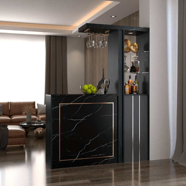 เคาน์เตอร์บาร์ WISDOM DESIGN FURNITURE GI-1 150 ซม. สีแอชเกรย์/ดาร์คมาร์เบิ้ล_5