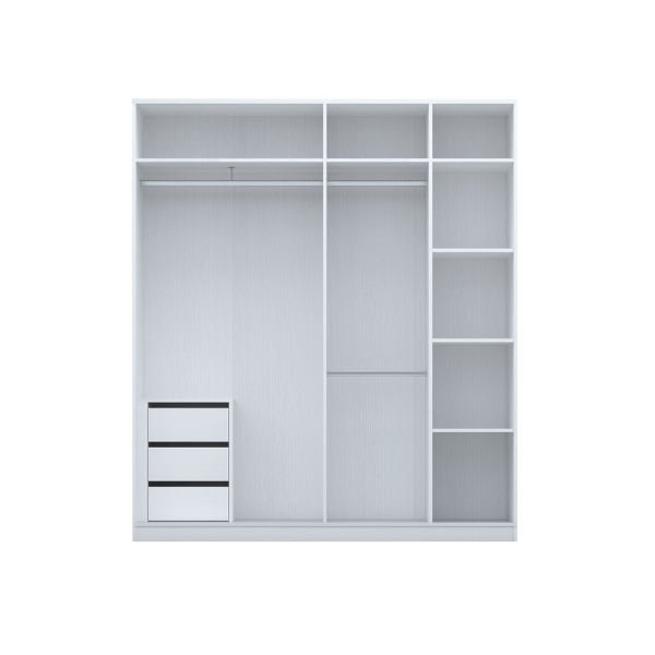 ตู้เสื้อผ้า 4 บานเปิด WISDOM DESIGN FURNITURE รุ่น GC-2008D 200 ซม. สีขาว/โกลด์_3
