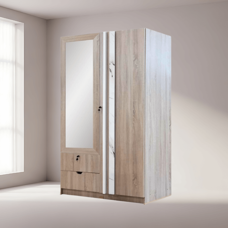 ตู้เสื้อผ้า 2 บานเปิด WISDOM DESIGN FURNITURE รุ่น W1219M 120 ซม. สีโซลิค/หินอ่อน