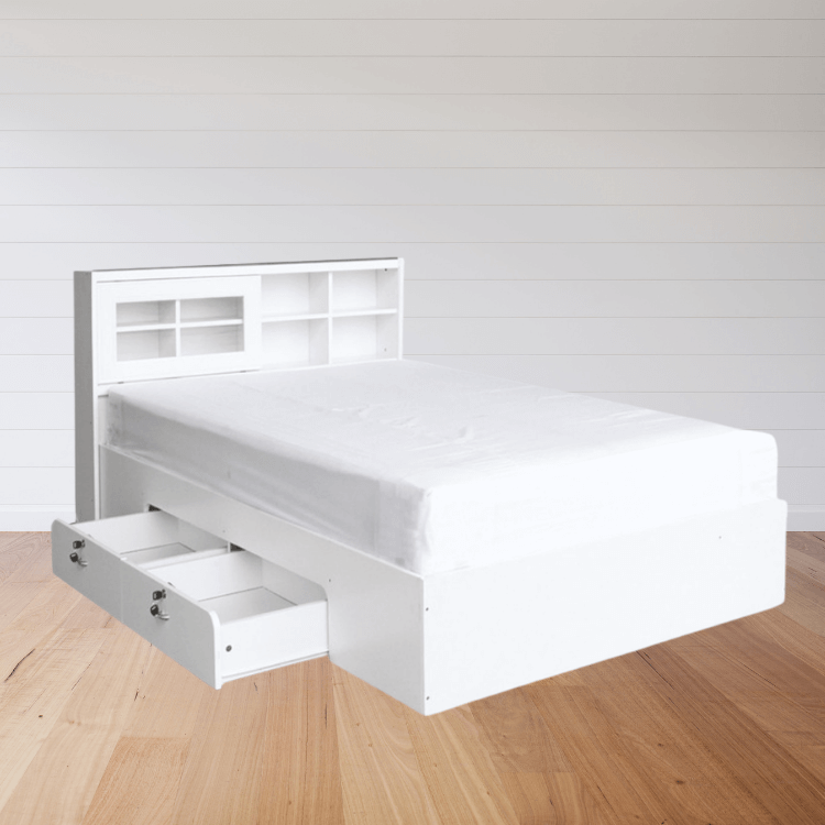 เตียง + ที่นอนสปริง 3.5 ฟุต WISDOM DESIGN FURNITURE รุ่น DESIGN-D สีขาว