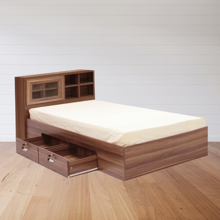 เตียง + ที่นอน PVC 3.5 ฟุต WISDOM DESIGN FURNITURE รุ่น DESIGN-D สีวอลนัท