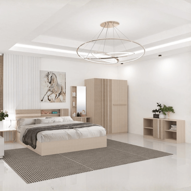 ชุดห้องนอน + ที่นอน PVC 6 ฟุต WISDOM DESIGN FURNITURE รุ่น LUCIFER สีN1/G8