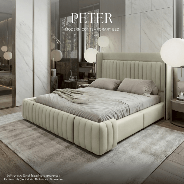 ฐานรองหัวเตียง 6 ฟุต WISDOM DESIGN FURNITURE รุ่น PETER สีครีมขาว