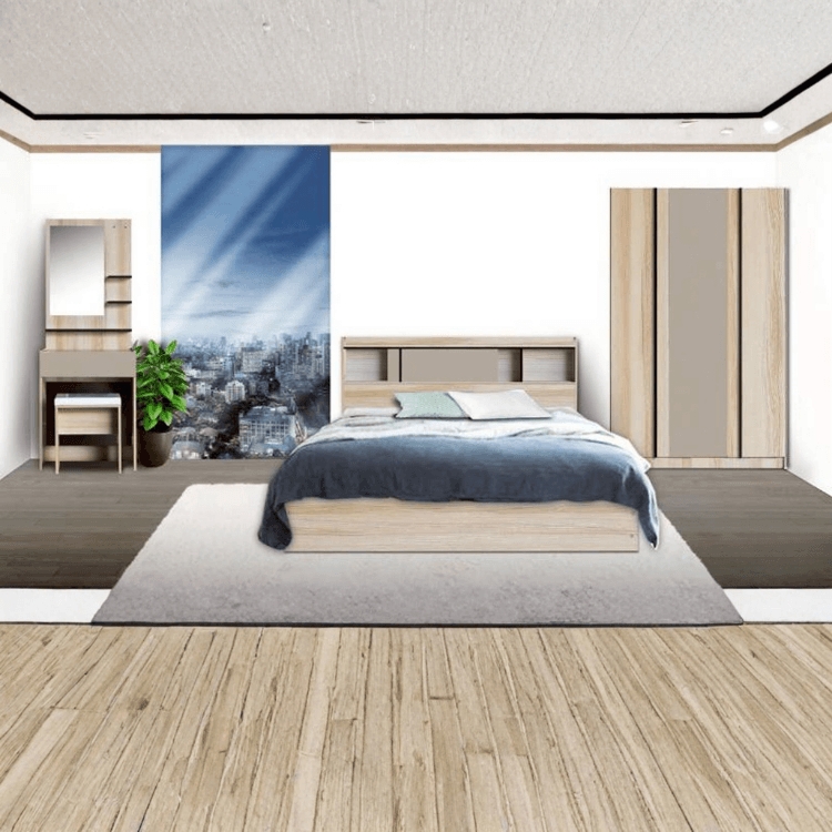 ชุดห้องนอน 6 ฟุต WISDOM DESIGN FURNITURE รุ่น EASY สีบัตเตอร์/แซน