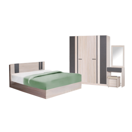 ชุดห้องนอน 6 ฟุต WISDOM DESIGN FURNITURE รุ่น GLORY PLUS สี โซลิค/กราไฟท์_0