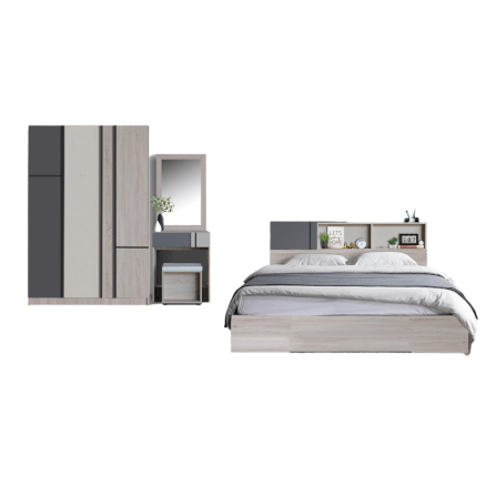 ชุดห้องนอน + ที่นอน 6 ฟุต WISDOM DESIGN FURNITURE รุ่น AVA สี โซลิค_0