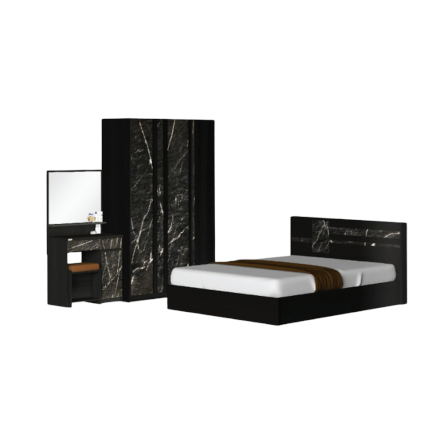 ชุดห้องนอน + ที่นอน 5 ฟุต WISDOM DESIGN FURNITURE รุ่น GALAXY สี โอ๊ค/หิน_0