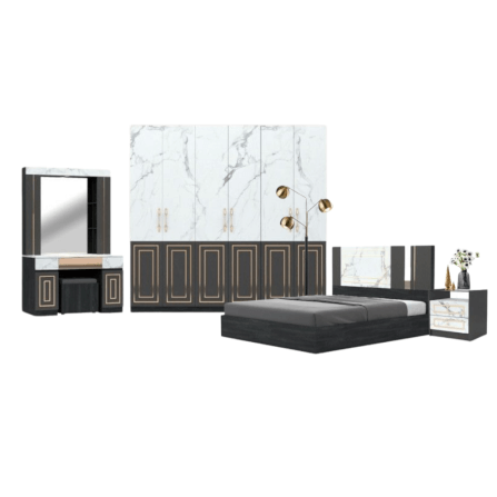 ชุดห้องนอน + ที่นอนสปริง 6 ฟุต WISDOM DESIGN FURNITURE รุ่น CHARLOTTE สีแอชเกรย์/ซอฟท์มาร์เบิ้ล/ซิลค์_0