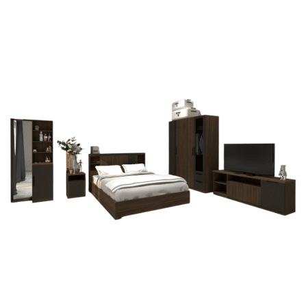 ชุดห้องนอน 6 ฟุต WISDOM DESIGN FURNITURE รุ่น VIDA1 สีมอคค่า/ซิลค์_0