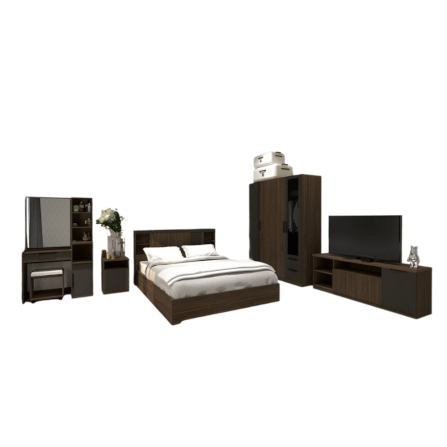 ชุดห้องนอน + ที่นอนสปริง 5 ฟุต WISDOM DESIGN FURNITURE รุ่น VIDA2 สีมอคค่า/ซิลค์_0