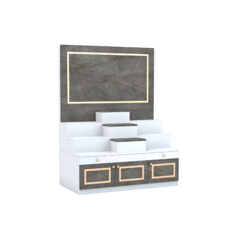 โต๊ะหมู่บูชา WISDOM DESIGN FURNITURE รุ่น GO-01 ขนาด 120 ซม. สีขาว/บราวน์มาร์เบิ้ล_0