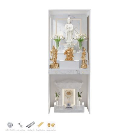 ตู้พระ WISDOM DESIGN FURNITURE รุ่น GO-03A ขนาด 80 ซม. สีขาว/มาร์เบิ้ล_0