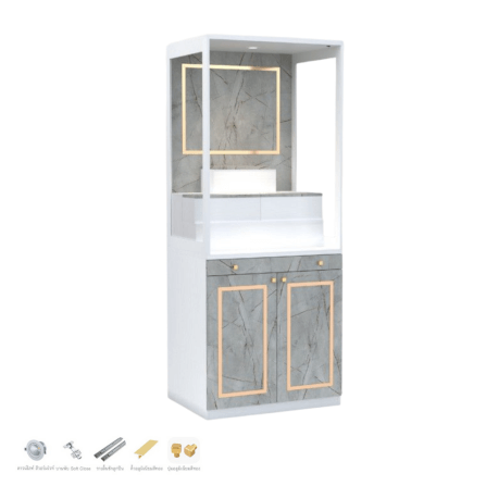 ตู้พระ WISDOM DESIGN FURNITURE รุ่น GO-03B ขนาด 80 ซม. สีขาว/ไลท์มาร์เบิ้ล_0