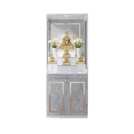 ตู้พระ WISDOM DESIGN FURNITURE รุ่น GO-03C ขนาด 80 ซม. สีขาว/ไลท์มาร์เบิ้ล_0