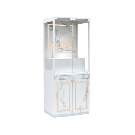ตู้พระ WISDOM DESIGN FURNITURE รุ่น GO-03C ขนาด 80 ซม. สีขาว/บราวน์มาร์เบิ้ล_0