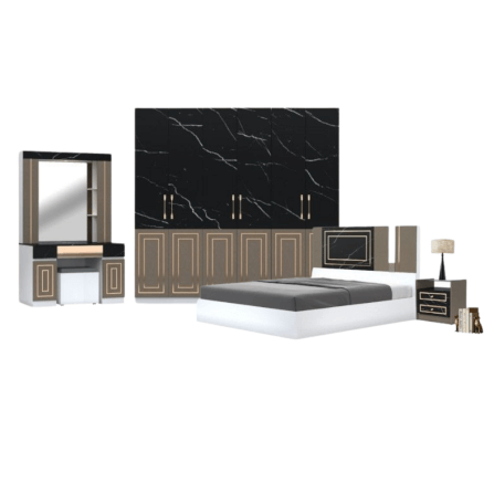 ชุดห้องนอน + ที่นอน PVC 6 ฟุต WISDOM DESIGN FURNITURE รุ่น CHARLOTTE สีขาว/ดาร์คมาร์เบิ้ล/ฟอสซิลค์_0