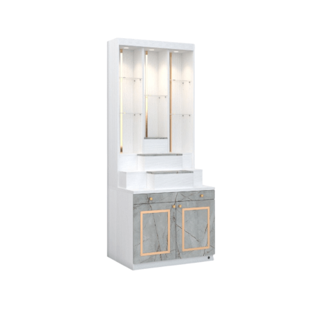 ตู้พระ WISDOM DESIGN FURNITURE รุ่น GO-06 ขนาด 80 ซม. สีขาว/ไลท์มาร์เบิ้ล/โกลด์_0