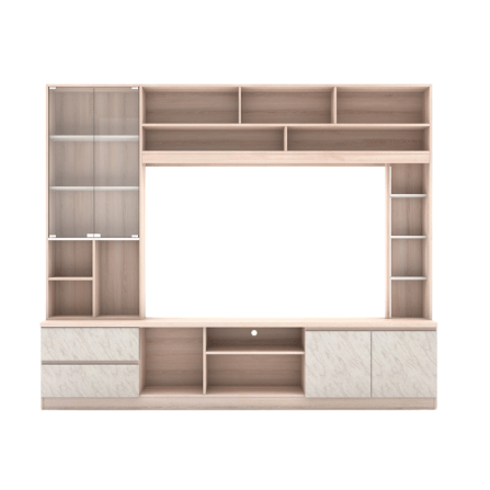 ตู้วางทีวี WISDOM DESIGN FURNITURE รุ่น HT-243B 240 ซม. สีโซลิค/ขาว/ไวท์มาร์เบิ้ล_0