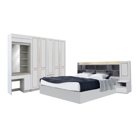 ชุดห้องนอน + ที่นอนสปริง 6 ฟุต WISDOM DESIGN FURNITURE รุ่น BRAELYN 5 สีไลท์ยีนส์/ขาว_0