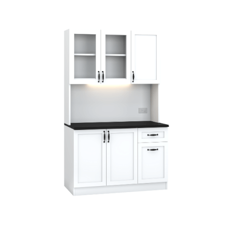 ครัวไม้สำเร็จ ตู้ตั้งพื้นท็อปเรียบ WISDOM DESIGN FURNITURE KT-121B 120 ซม. สีขาว/ดำ_0