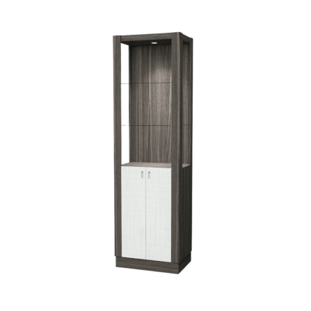 ตู้โชว์กระจก WISDOM DESIGN FURNITURE รุ่น CB-001 60 ซม. สีไลท์เวงเก้/แฟบริค_0