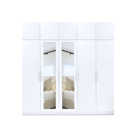 ตู้เสื้อผ้า 5 บานเปิด WISDOM DESIGN FURNITURE 225 ซม. สีขาว_0