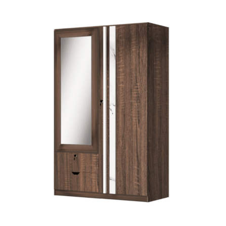 ตู้เสื้อผ้า 2 บานเปิด WISDOM DESIGN FURNITURE รุ่น W1219M 120 ซม. สีวอลนัท/หินอ่อน_0