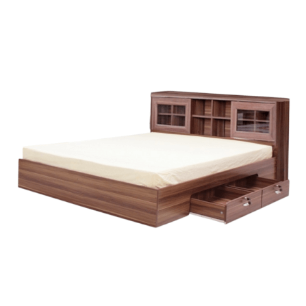 เตียง + ที่นอนสปริง 6 ฟุต WISDOM DESIGN FURNITURE รุ่น DESIGN-D สีวอลนัท_0