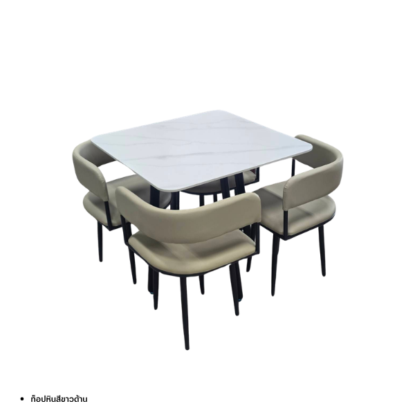 ชุดโต๊ะอาหาร 4 ที่นั่ง WISDOM DESIGN FURNITURE รุ่น PUZZLE 80 ซม. สีขาว_0