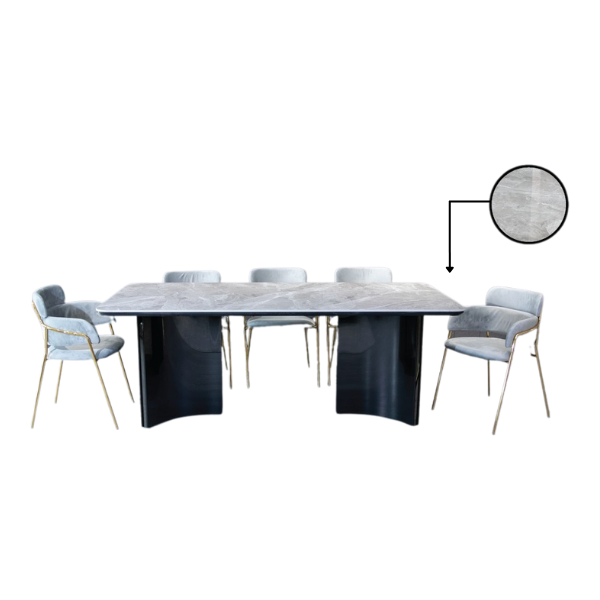 ชุดโต๊ะอาหารหินอ่อน 6 ที่นั่ง WISDOM DESIGN FURNITURE รุ่นโนเวล 200 ซม. สีขาว_0