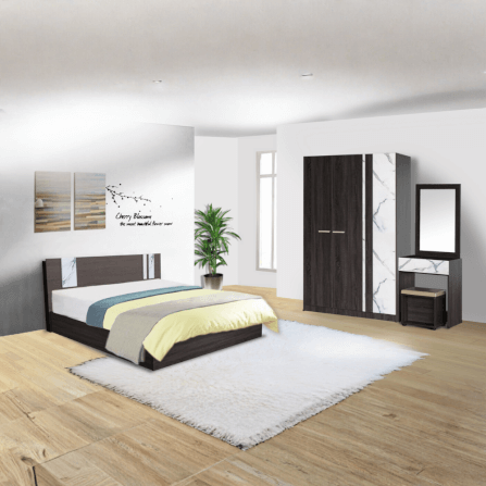 ชุดห้องนอน 6 ฟุต WISDOM DESIGN FURNITURE รุ่น GLORY สี แอชบราวน์/หินอ่อน_1