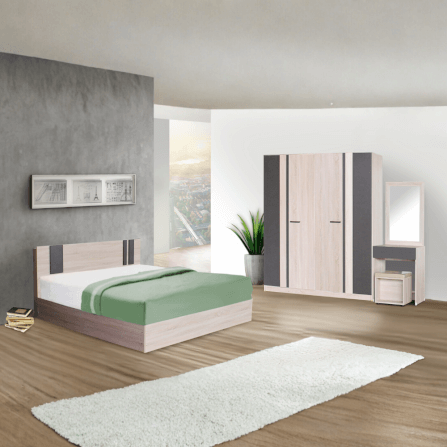 ชุดห้องนอน 6 ฟุต WISDOM DESIGN FURNITURE รุ่น GLORY PLUS สี โซลิค/กราไฟท์_1