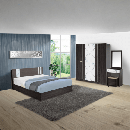 ชุดห้องนอน 6 ฟุต WISDOM DESIGN FURNITURE รุ่น GLORY PLUS สี แอชบราน์/หินอ่อน_1