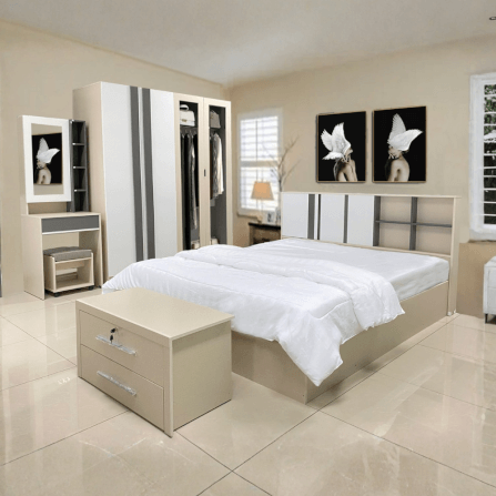 ชุดห้องนอน 5 ฟุต WISDOM DESIGN FURNITURE รุ่น CITY PLUS เบจ/ซิลค์_1