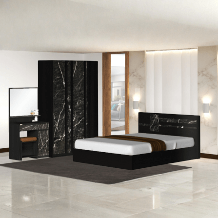 ชุดห้องนอน + ที่นอน 5 ฟุต WISDOM DESIGN FURNITURE รุ่น GALAXY สี โอ๊ค/หิน_1