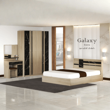 ชุดห้องนอน + ที่นอน 6 ฟุต WISDOM DESIGN FURNITURE รุ่น GALAXY EXTRA สี โซลิค/หิน_1