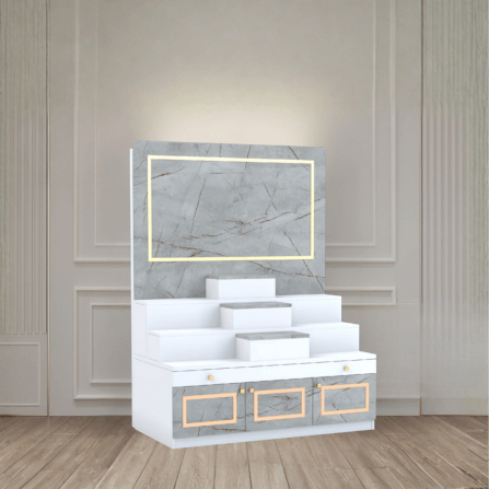 โต๊ะหมู่บูชา WISDOM DESIGN FURNITURE รุ่น GO-01 ขนาด 120 ซม. สีขาว/ไลท์มาร์เบิ้ล_1