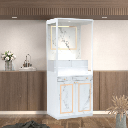 ตู้พระ WISDOM DESIGN FURNITURE รุ่น GO-03B ขนาด 80 ซม. สีขาว/มาร์เบิ้ล_1