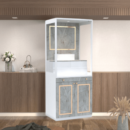 ตู้พระ WISDOM DESIGN FURNITURE รุ่น GO-03B ขนาด 80 ซม. สีขาว/ไลท์มาร์เบิ้ล_1