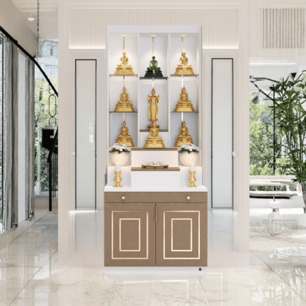 ตู้พระ WISDOM DESIGN FURNITURE รุ่น GO-06 ขนาด 80 ซม. สีขาว/ฟอสซิลค์/โกลด์_1