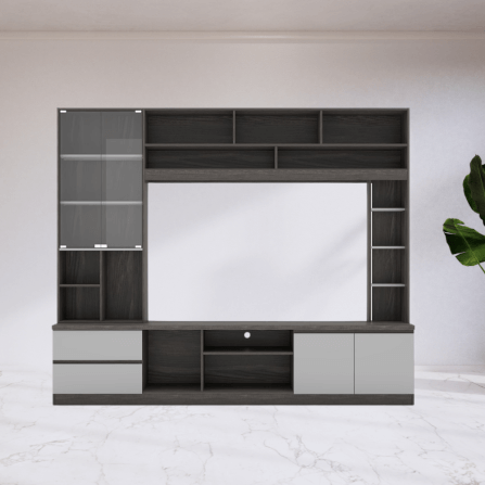 ตู้วางทีวี WISDOM DESIGN FURNITURE รุ่น HT-243B 240 ซม. สีไลท์เวงเก้/เทา_1