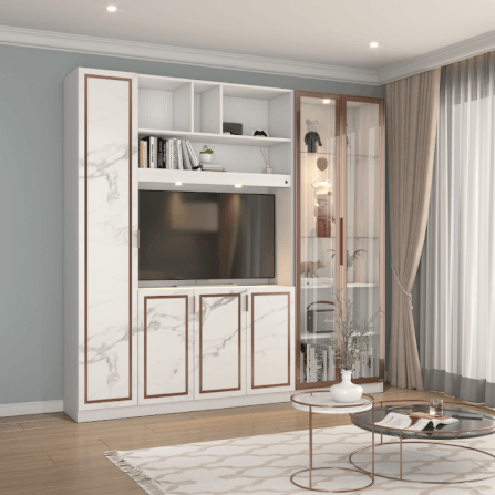 ตู้วางทีวี WISDOM DESIGN FURNITURE รุ่น GW-242 240 ซม. สีขาว/มาร์เบิ้ล/พิงค์โกลด์_1