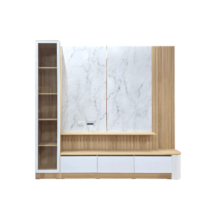 ตู้วางทีวี WISDOM DESIGN FURNITURE รุ่น CARINA 240 ซม. สีมาร์เบิ้ล/ขาว_1