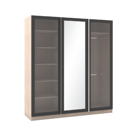 ตู้เสื้อผ้า 3 บานเปิด WISDOM DESIGN FURNITURE รุ่น WR-185 180 ซม. สีโซลิค/กราไฟท์_1