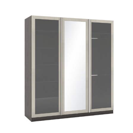 ตู้เสื้อผ้า 3 บานเปิด WISDOM DESIGN FURNITURE รุ่น WR-185 180 ซม. สีไลท์เวงเก้/แฟบริค_1