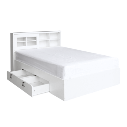 เตียง + ที่นอนสปริง 3.5 ฟุต WISDOM DESIGN FURNITURE รุ่น DESIGN-D สีขาว_1