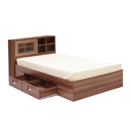 เตียง + ที่นอนสปริง 3.5 ฟุต WISDOM DESIGN FURNITURE รุ่น DESIGN-D สีวอลนัท_1